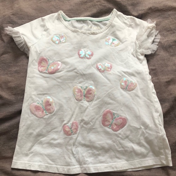 Cynthia Rowley butterfly t shirt. Girls medium with ruffled sleeves. - Picture 1 of 5